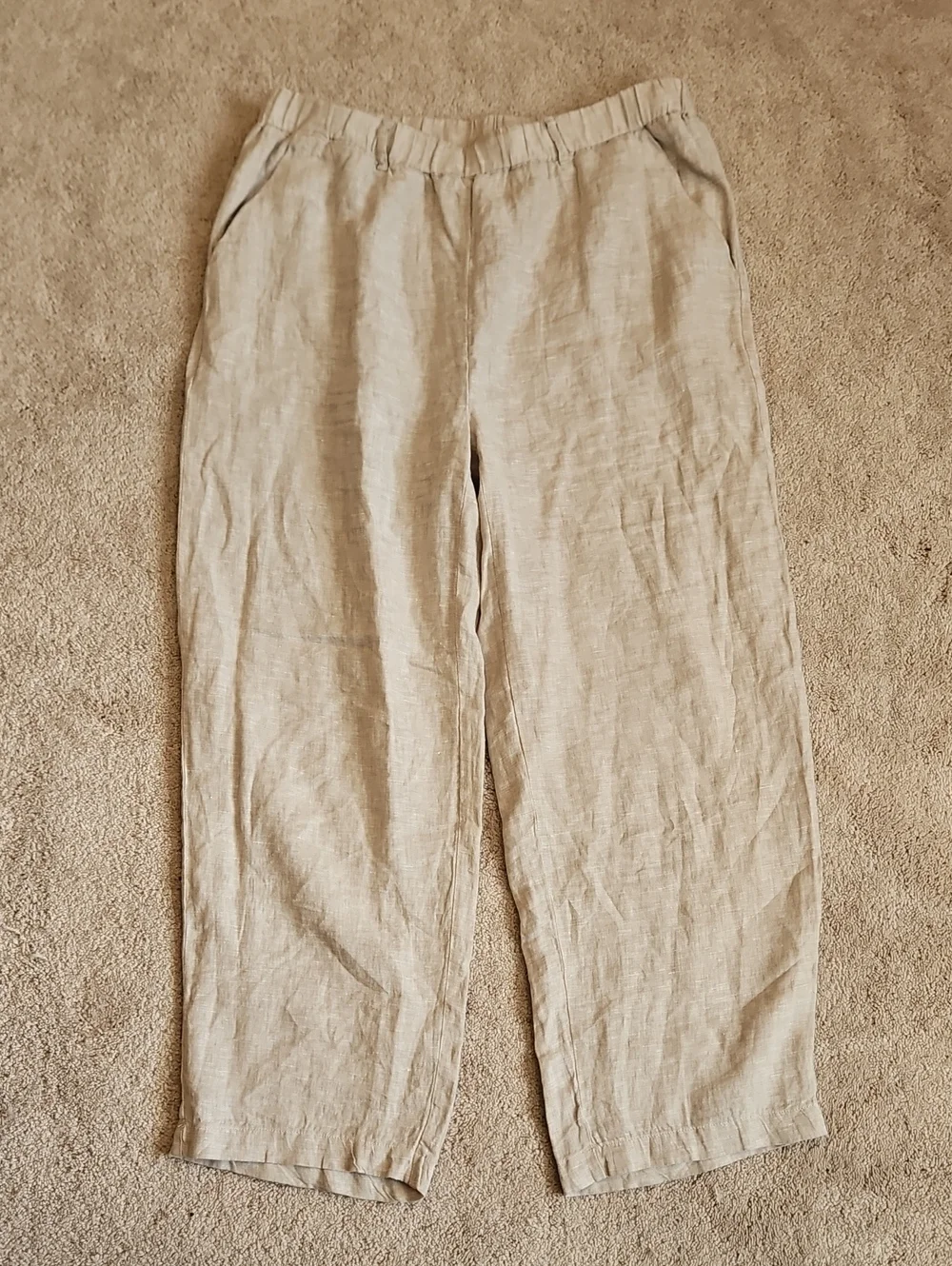 Quince Wide-Leg 100% Linen Pants in Light Tan